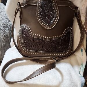 Montana West Brown Embossed Crossbody Bag